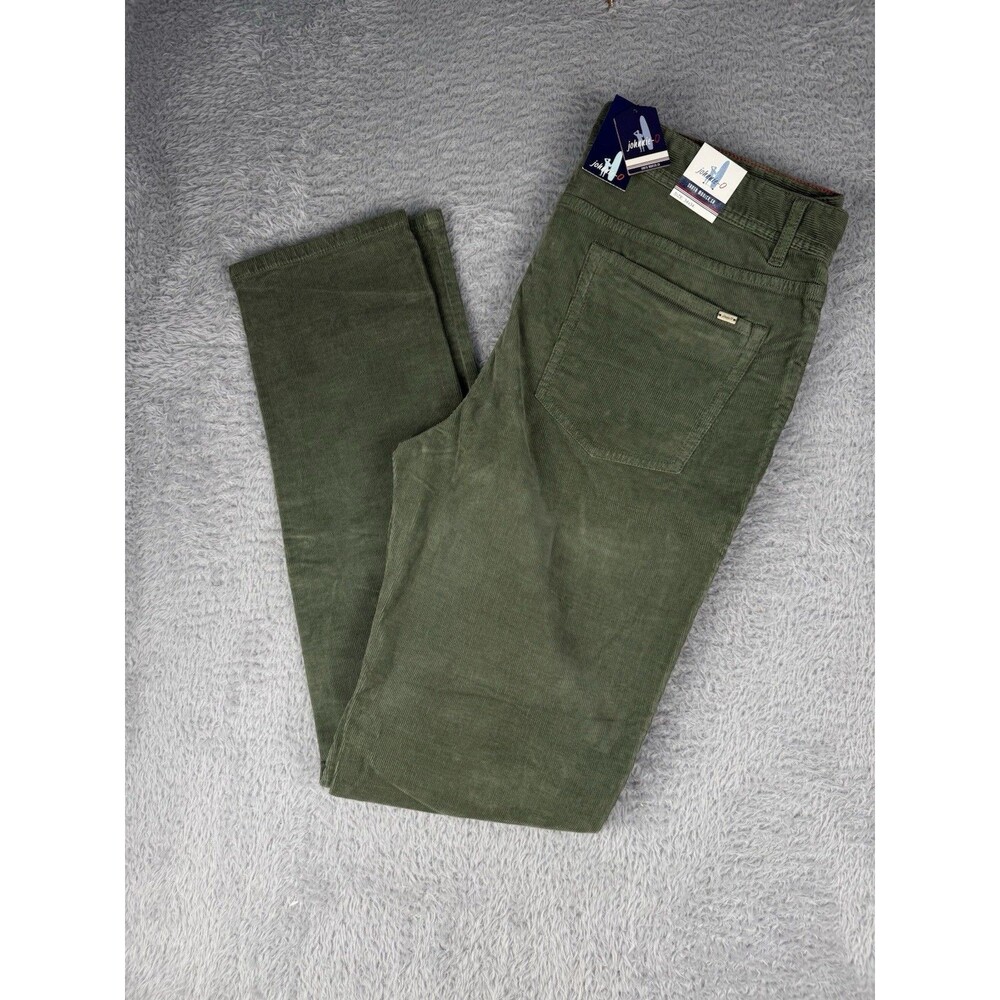 Johnnie-O Ramsey Corduroy Pants Mens 34x34  Green Stretch Straight Preppy